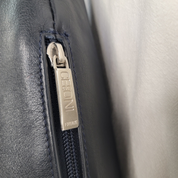 ​CECCONI PIERO Italy Black Leather Hobo Bag Snakeskin Trim Large Shoulder Bag
​ - Picture 3 of 13